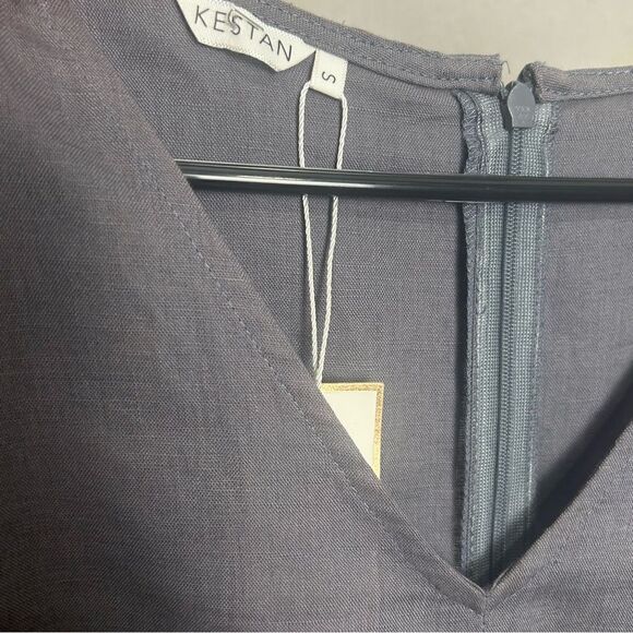 Anthropologie Kestan Alton Gray Sleeveless Organic Cotton Linen Blend Dress - Picture 10 of 14